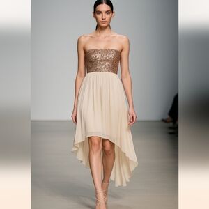 BLQ.MKT Blaquemarket Pink Peach Rose Gold Sequin Party Prom Dress Size S…